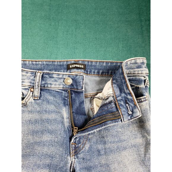 Express Jeans Size 30x32 Mens Blue Pants Denim Baggy Mid Rise Slim Straight - Picture 6 of 14